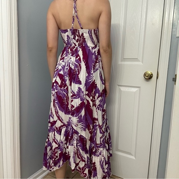 Free People Dress Midi Floral Long Purple White Vacation Summer Boho Size Small - Picture 2 of 7